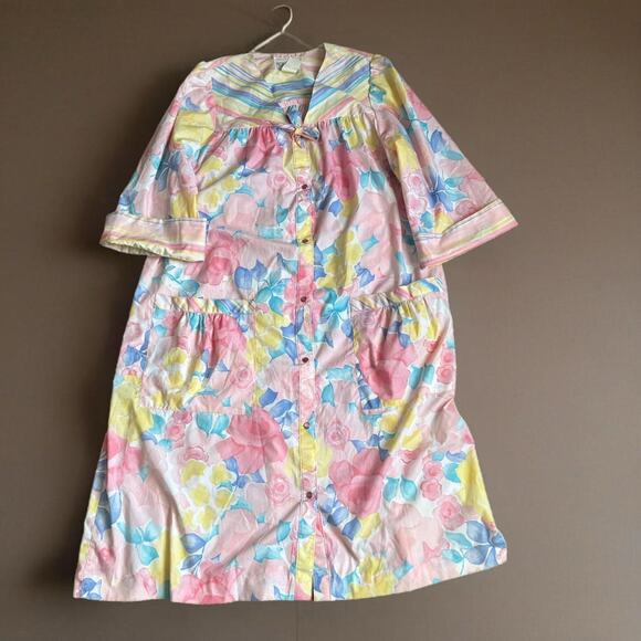 80s floral and stripe print moomoo - Picture 1 of 4
